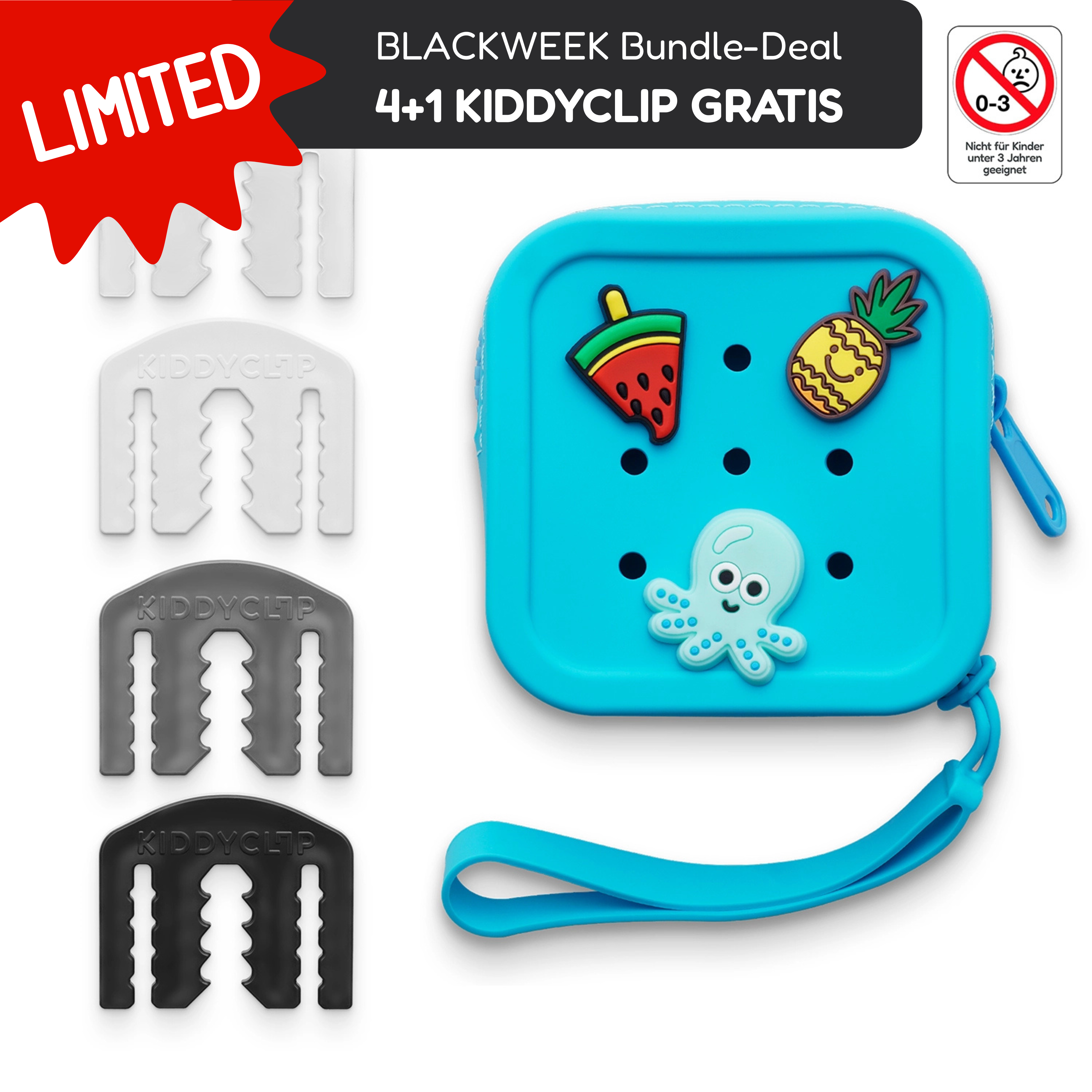 KIDDYCLIP 4er-Set + Case
