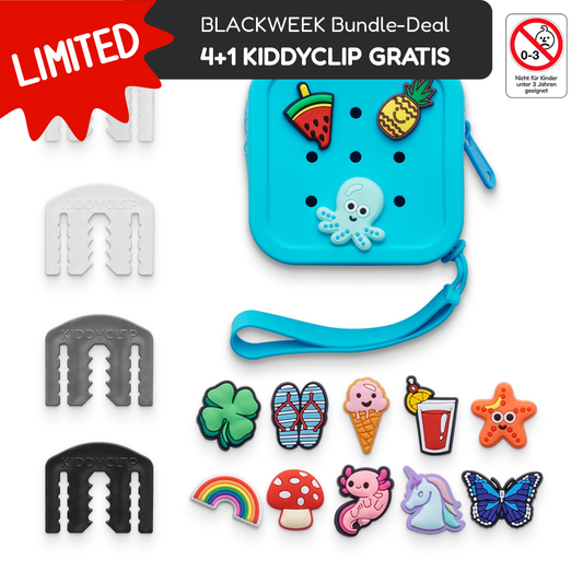KIDDYCLIP 4er-Set + Case + 13 Charms