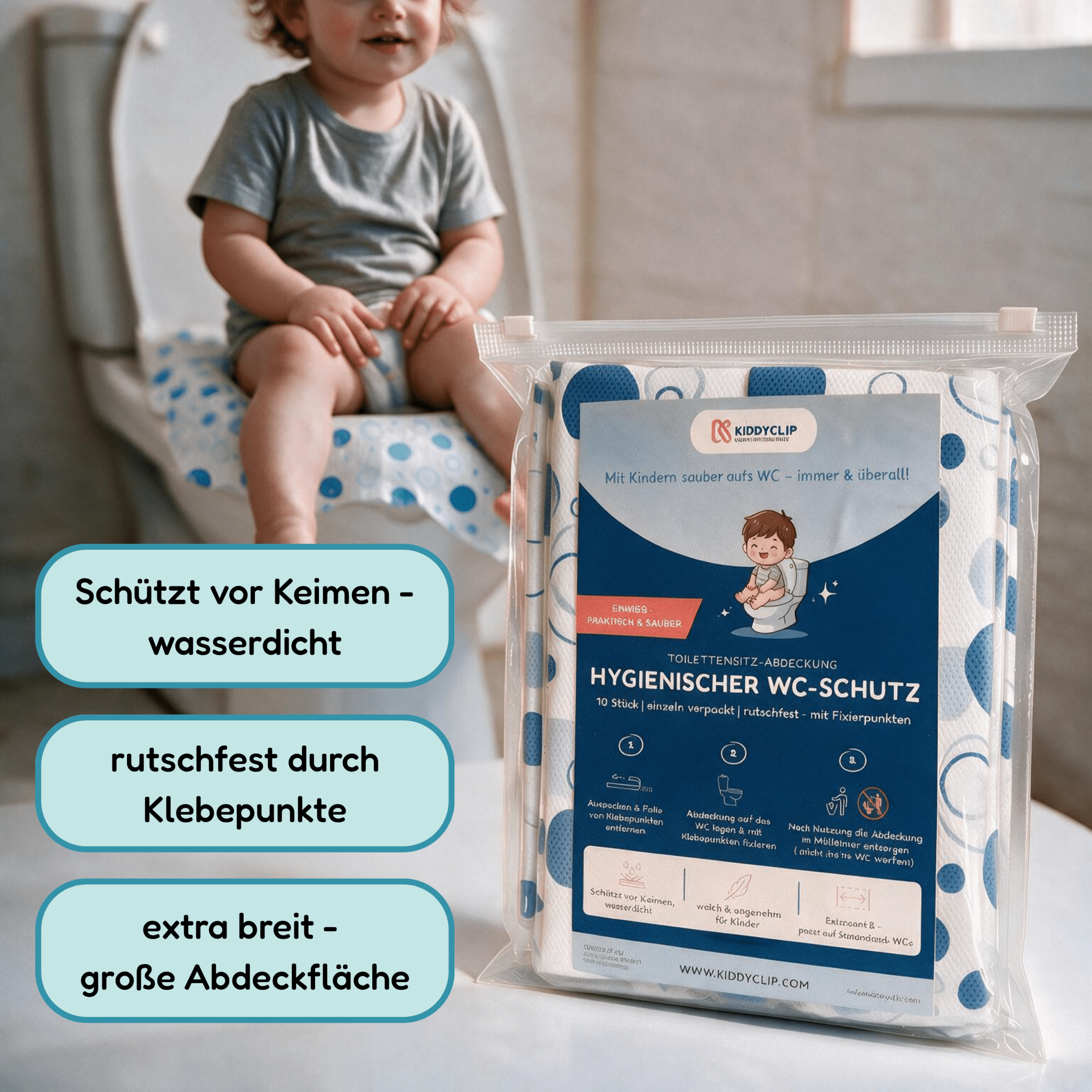 WC-Abdeckung | 30 Stück - kiddyclip.com