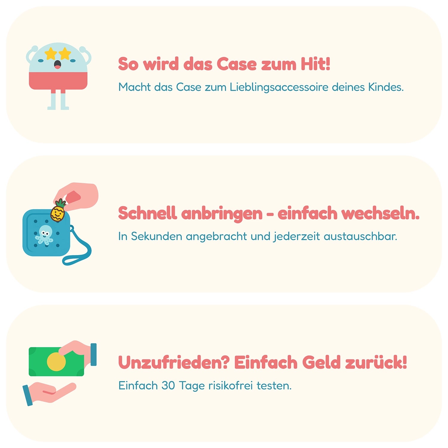 5er Set Charms für das KIDDYCLIP Case