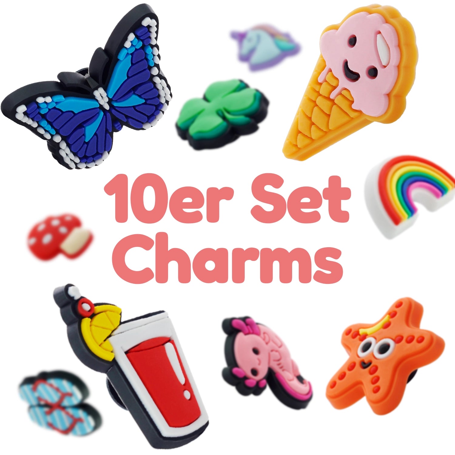 KIDDYCLIP 4er-Set + Case + 13 Charms